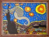 La nuit étoilée, acrylique sur papier fort, 55 x 73 cm